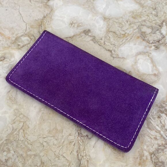 Genuine Suede Leather Handcrafted Chequebook Cover - Picture 3 of 8